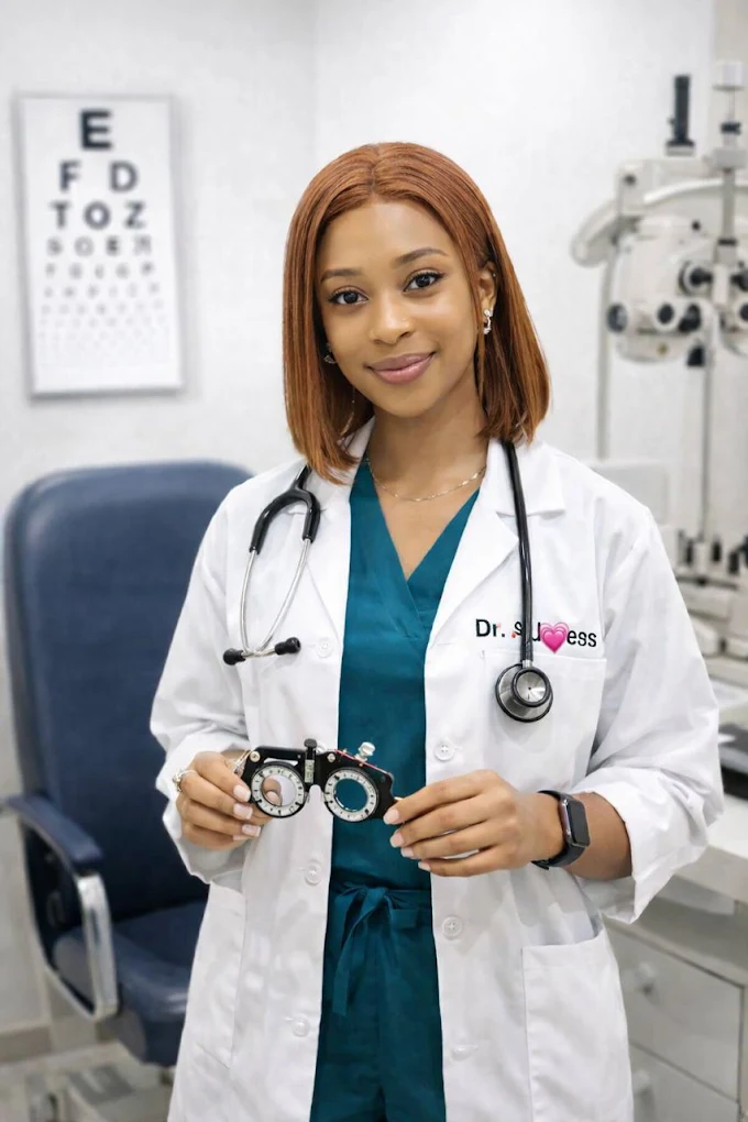 Doctor examining eye